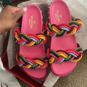 Valentino Rainbow Rockstar Braided Espadrilles